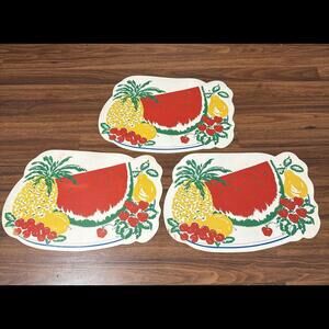 Lot 3 Vintage Town + Country Tropical Fruit Kitchen Vinyl Table Placemats